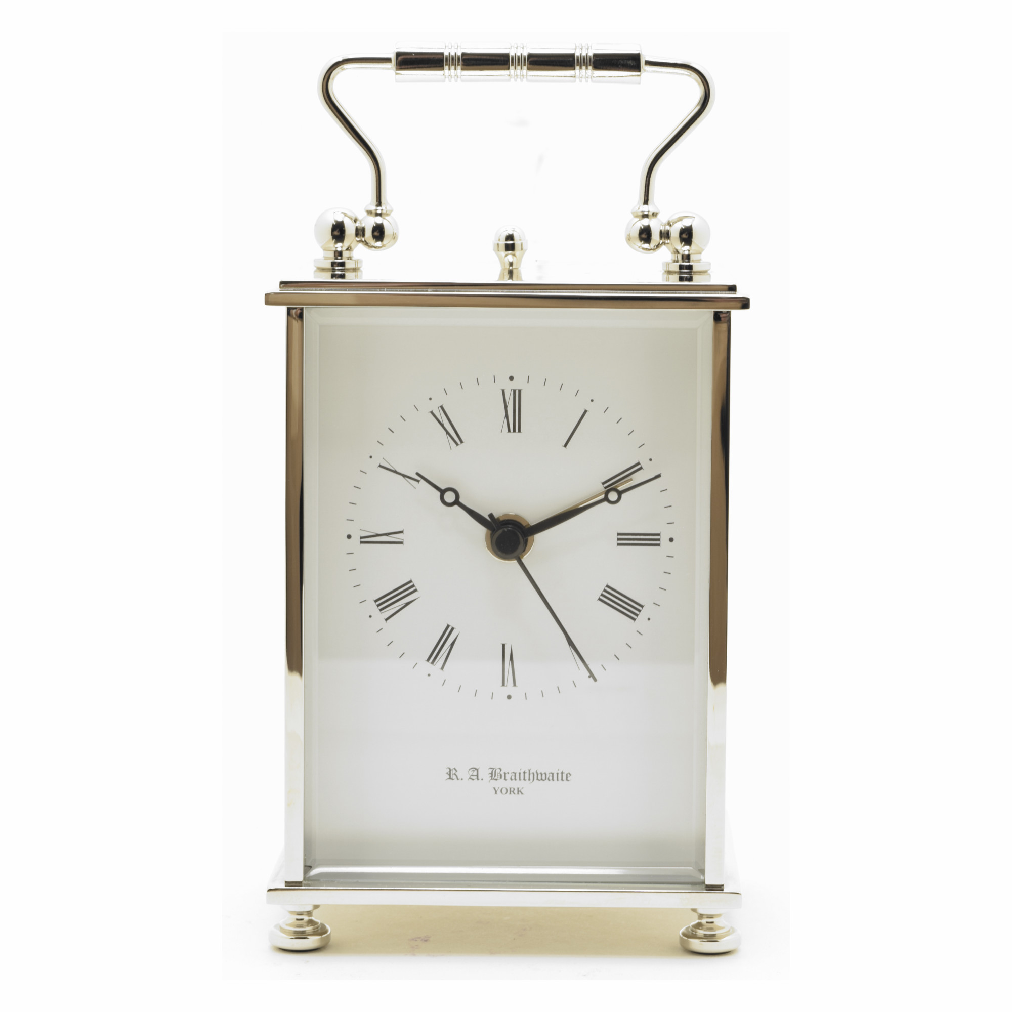 Silver Finish Solid Carriage Clock with alarm