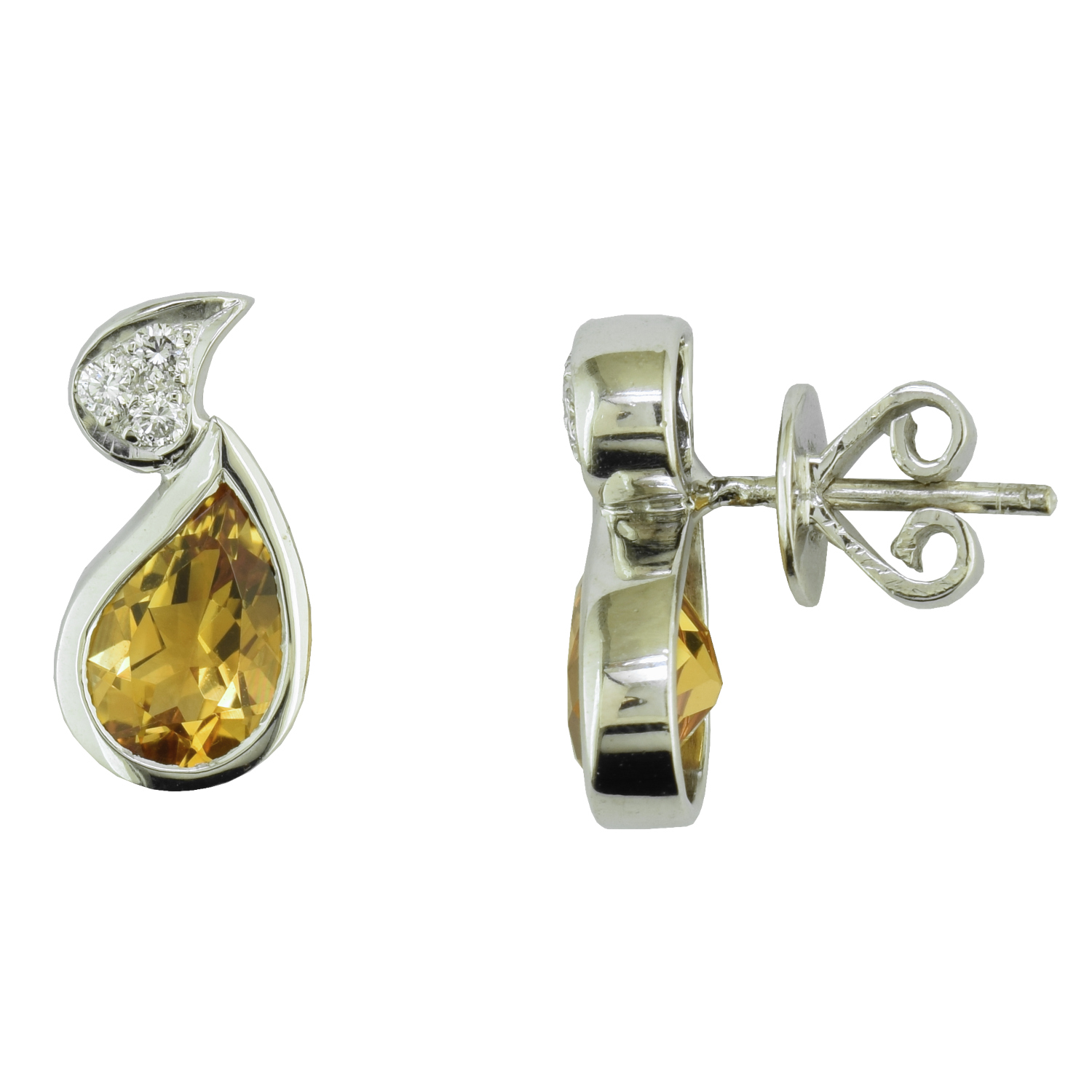 Jewellery Earrings Hoop Earrings 18ct White Gold Citrine and Diamond Drop Earrings 