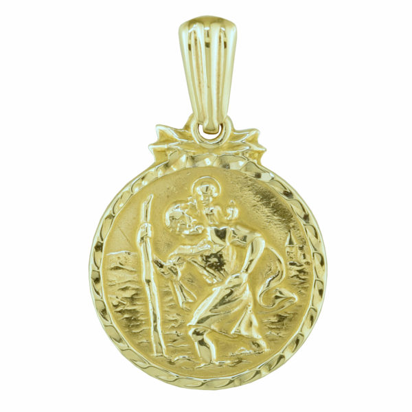 Solid Gold St Christopher Necklace - 4 For Sale on 1stDibs