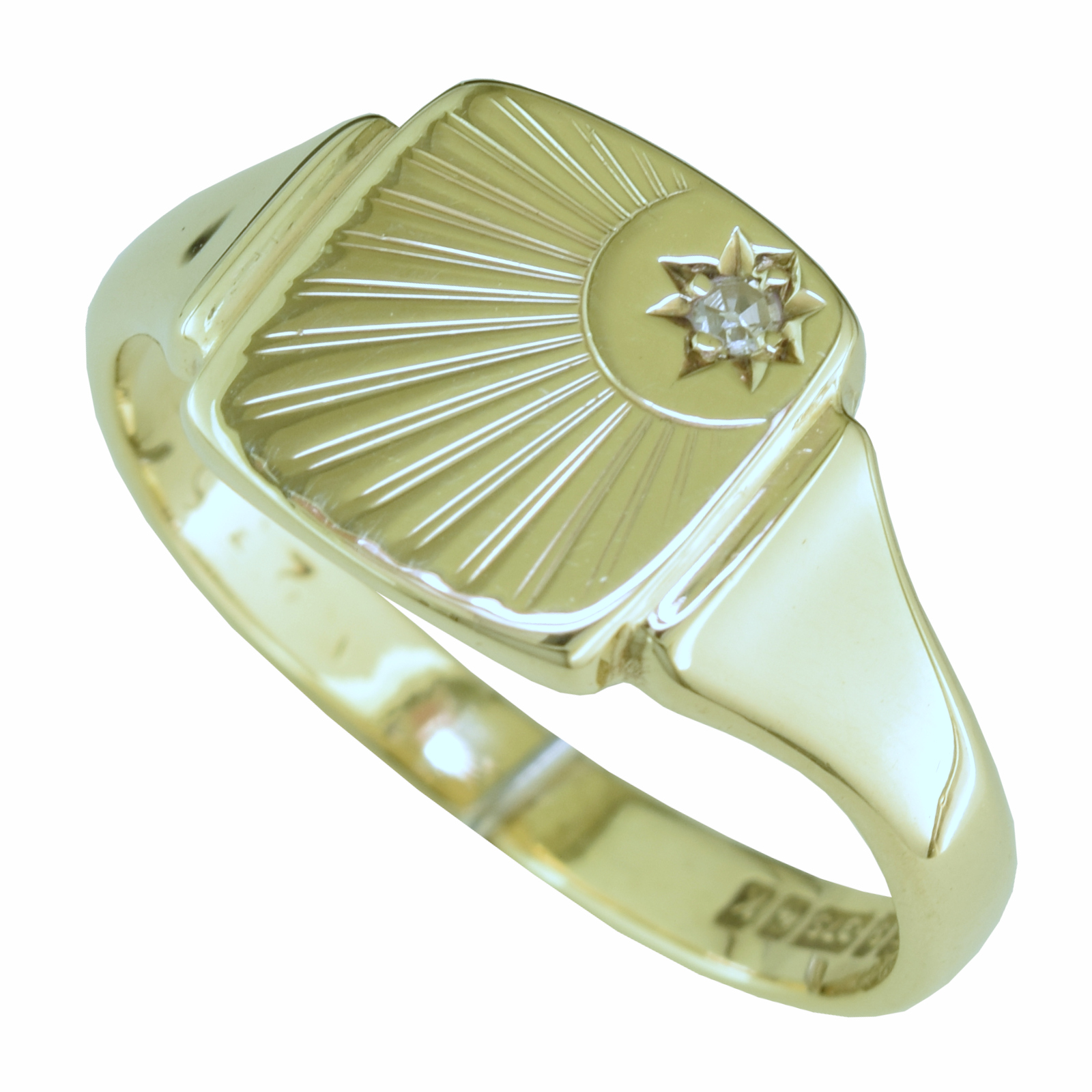 Signet Ring Gold | Mens Signet Ring | Incl Diamond